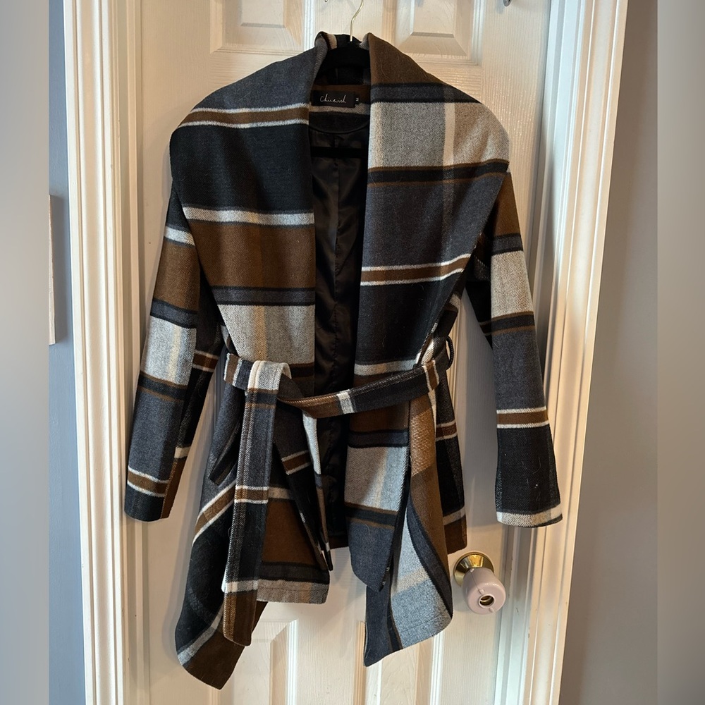 Women's Turn Down Shawl Wool Blend Coat